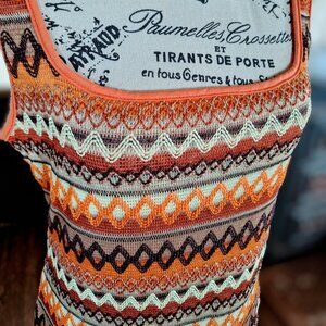 Retro Knit Orange and Brown Bodycon Dress